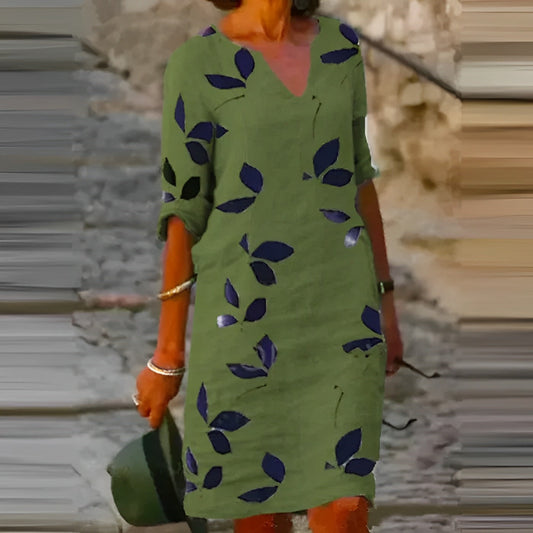 Deslumbra | Impresionante vestido de verano para mujer con estampado de hojas