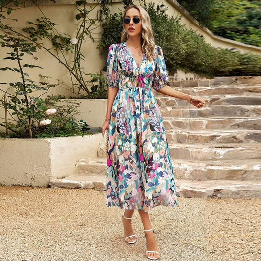 Deslumbra | Vestido midi largo floral para mujer