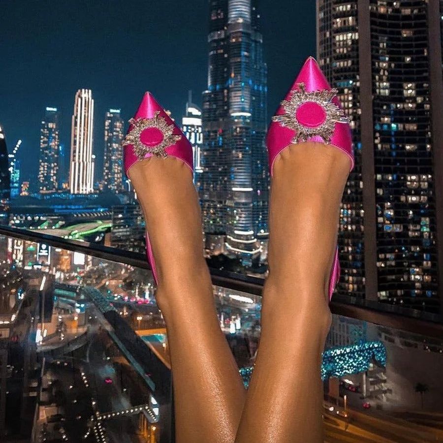 Out-Shine | Pointed Toe Crystal Pumps Heels