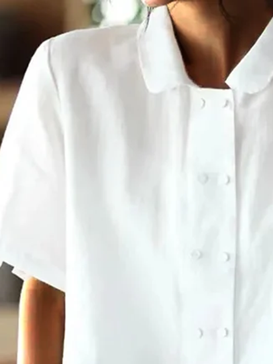 Brillar | Blusa blanca holgada de algodón con mangas cortas