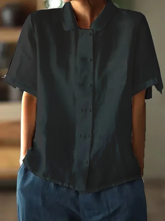 Brillar | Blusa blanca holgada de algodón con mangas cortas