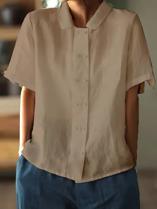 Brillar | Blusa blanca holgada de algodón con mangas cortas