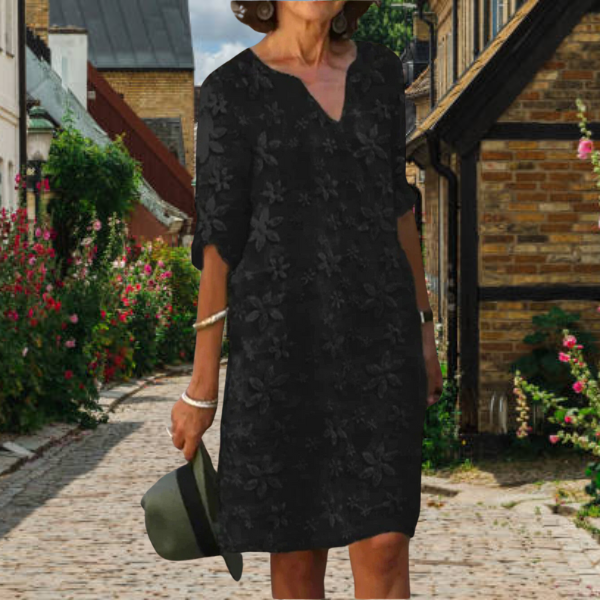 Out-Shine | Elegant Floral Linen Dress