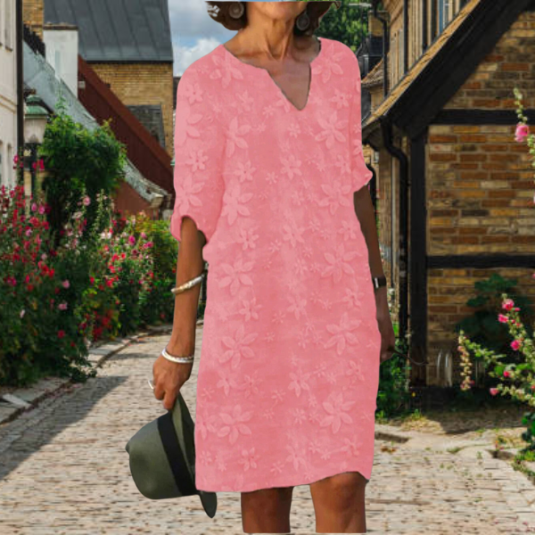 Out-Shine | Elegant Floral Linen Dress