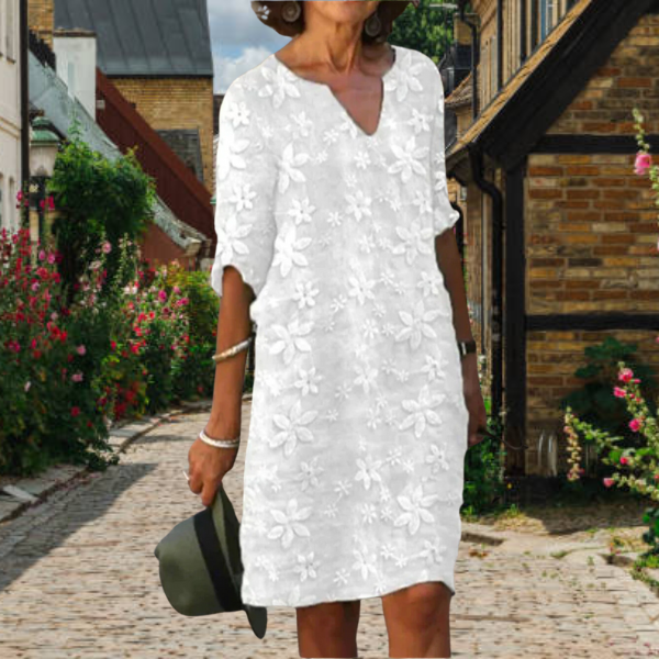 Out-Shine | Elegant Floral Linen Dress