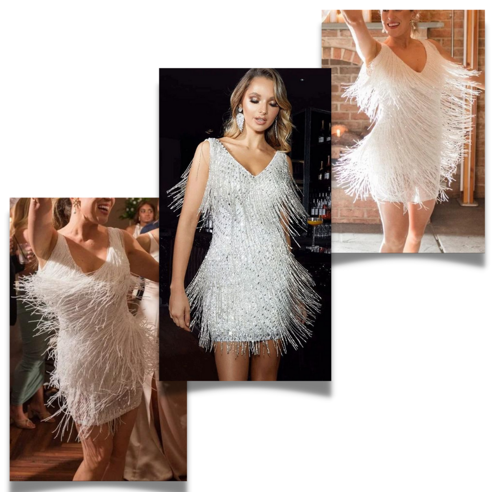 Out-Shine | Sleeveless Dress With Sequins And V-Neck