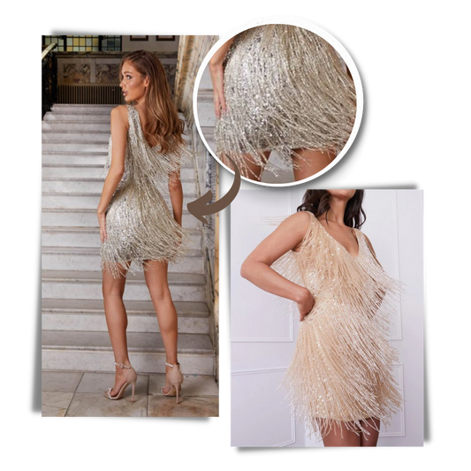 Deslumbra | Vestido sin mangas con lentejuelas y escote en V 