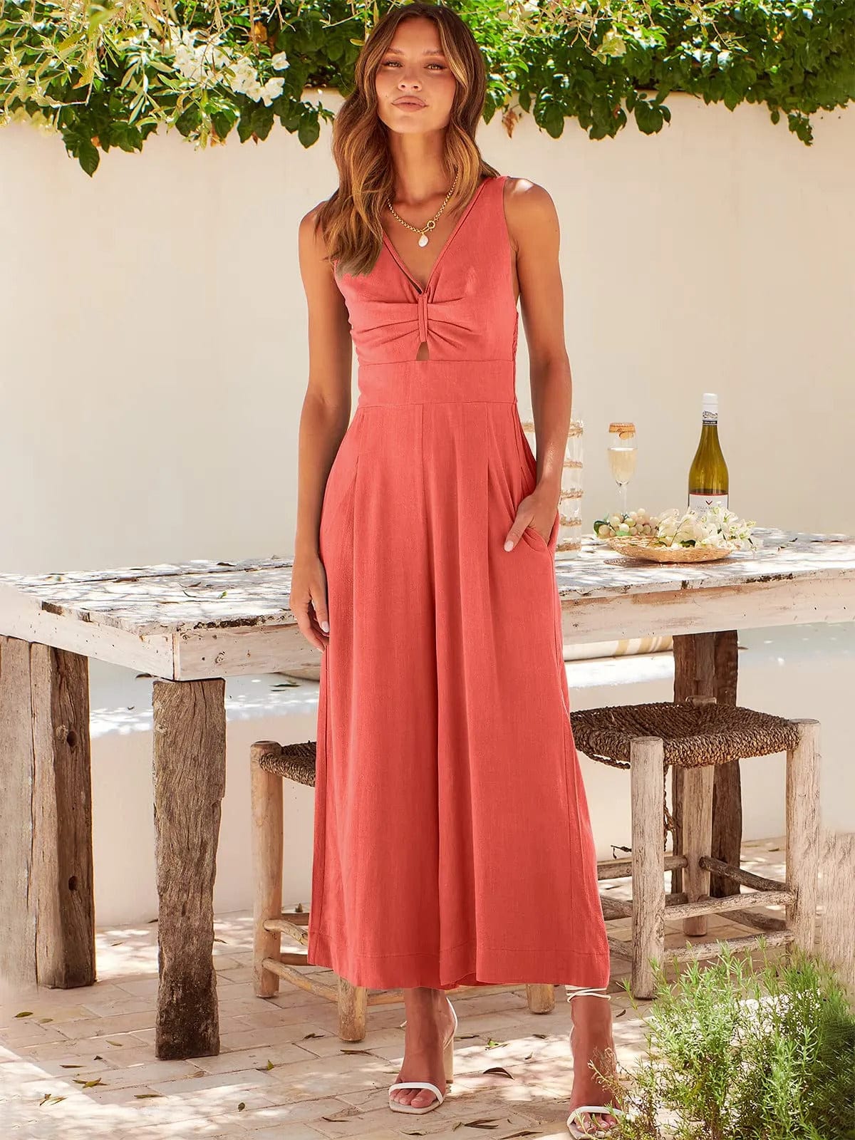 Out-Shine | Sleeveless Black Jumpsuit With Wide Leg