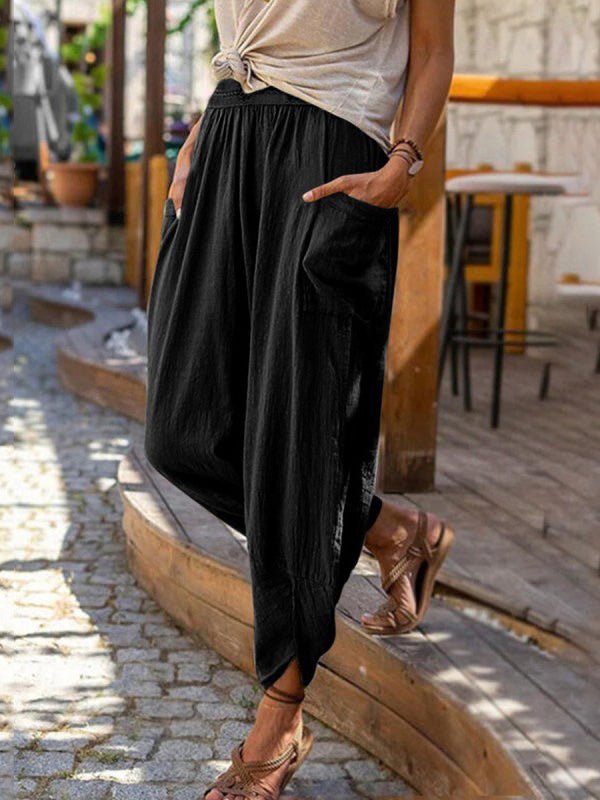Brilla con luz propia | Pantalones tipo harem holgados de color liso para mujer 