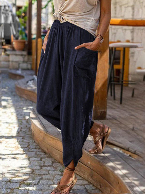 Brilla con luz propia | Pantalones tipo harem holgados de color liso para mujer 