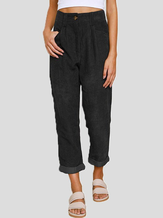 Pantalones Out-Shine | Pantalones de mujer de color liso con estampado floral, bolsillos y corte elástico